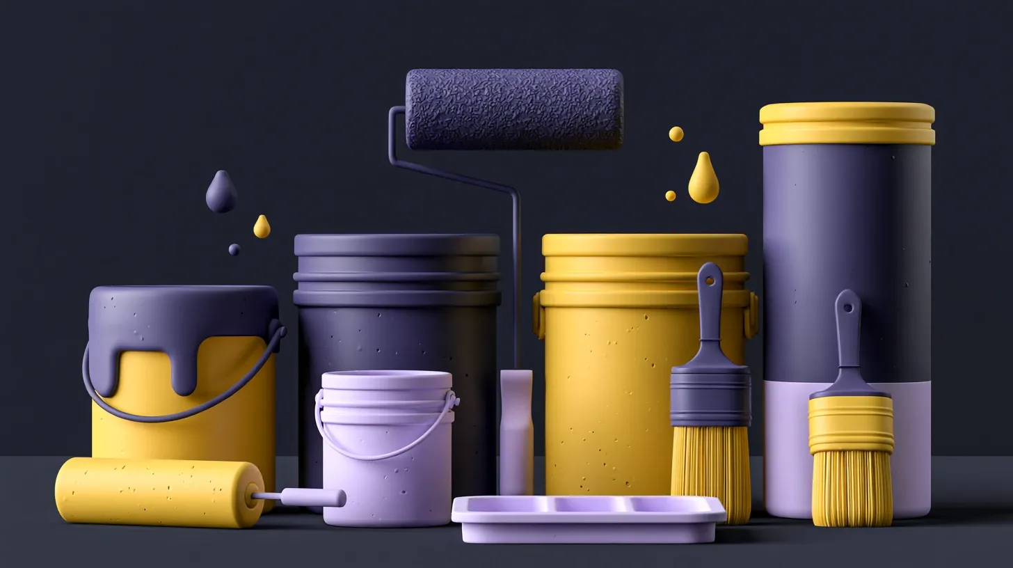 Illustration : pots et outils de peinture stylisés